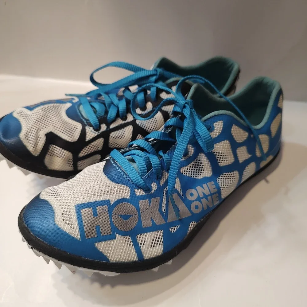 HOKA One One W Rocket LD Track Field Spikes Shoes Blue Black White Women Sz 7